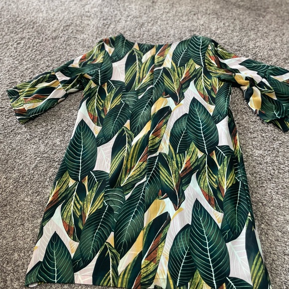Tropical Leaf Print Casual Dress - Picture 2 of 4